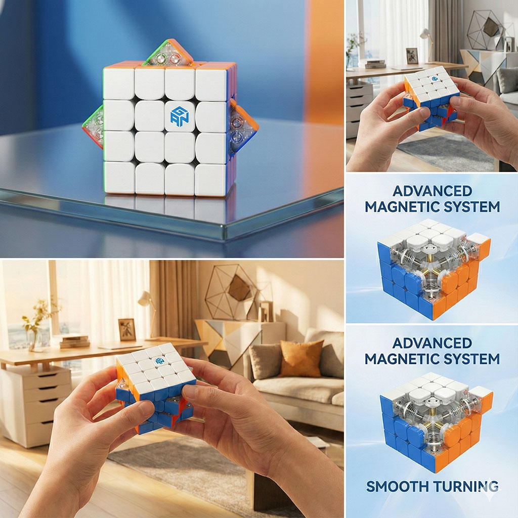 GAN 460 M V2 4x4 Speed Cube, Magnetic Magic Cube Dual-Layer Structures Puzzle Omni-Magnetic Architecture 160 Magnets